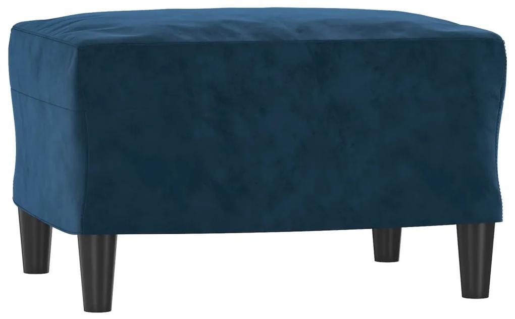 Fotoliu canapea cu taburet, albastru, 60 cm, catifea Albastru, 92 x 77 x 80 cm