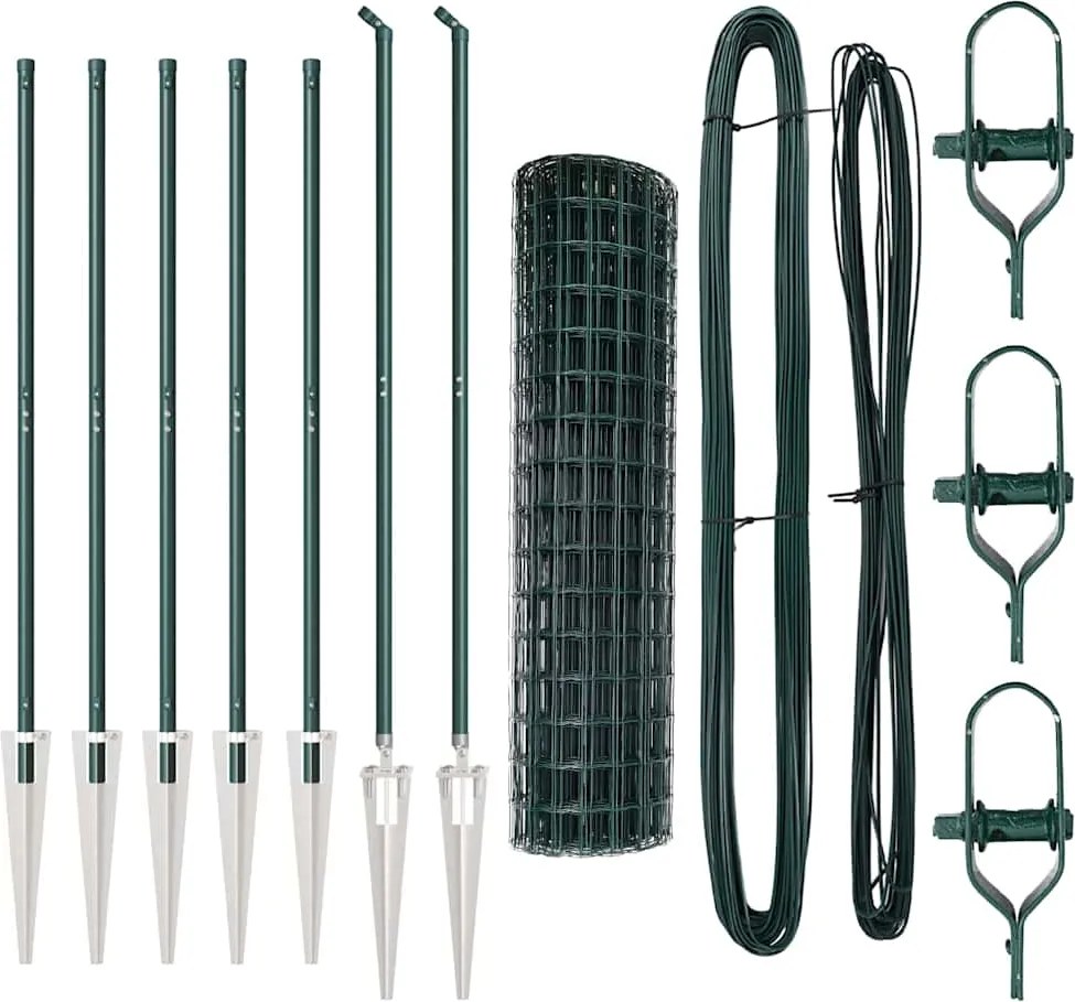 vidaXL Gard cu Stâlp Verde 1 x 10 m Oțel și PVC