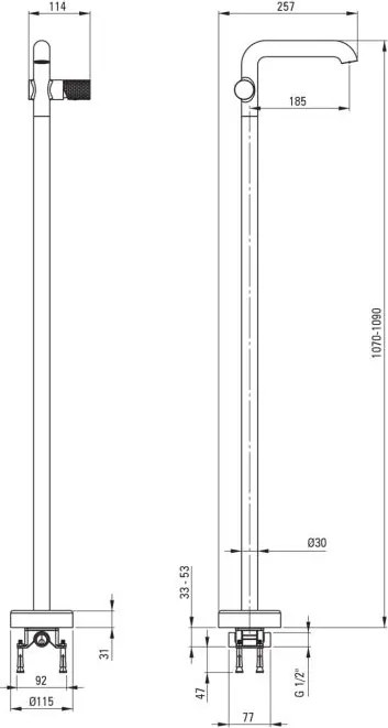 🚰 Baterie freestanding pentru chiuvetă SILIA HEXA – Finisaj auriu periat – Cod BHS_R2KK