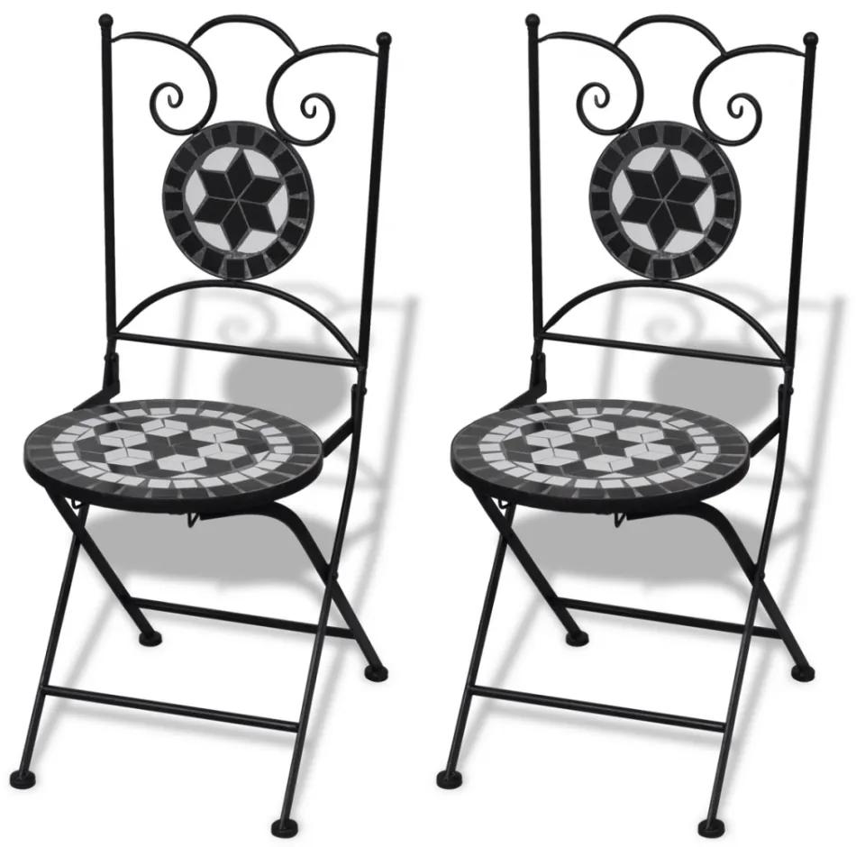 Set de 2 scaune din mozaic, culoare negru si alb