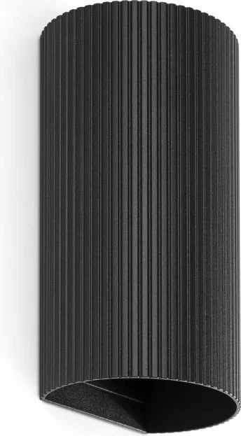 Aplica perete aluminiu striat negru, 2xGU10, SOLE round