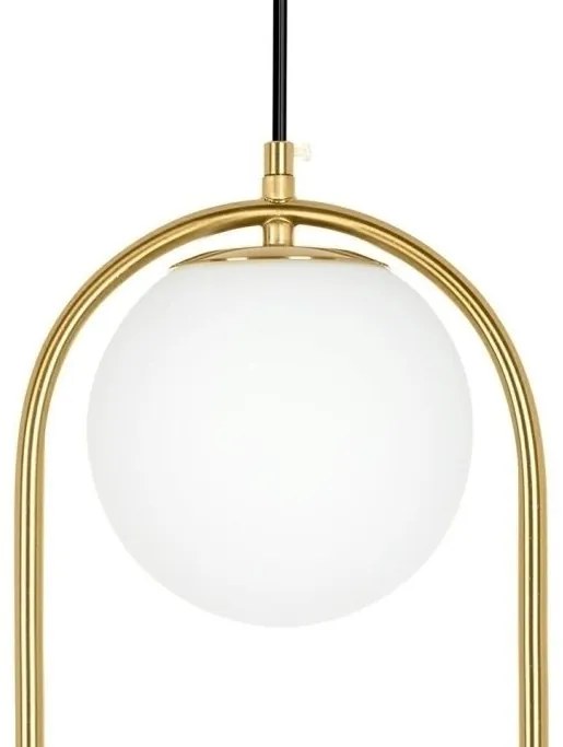 Lustra design miminalist, Metal auriu, Glob Sticla, AURELIA Double