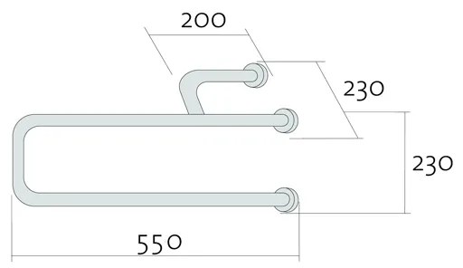 Maner Cersanit, Etiuda, de sprijin, de stanga, 55 cm, inox