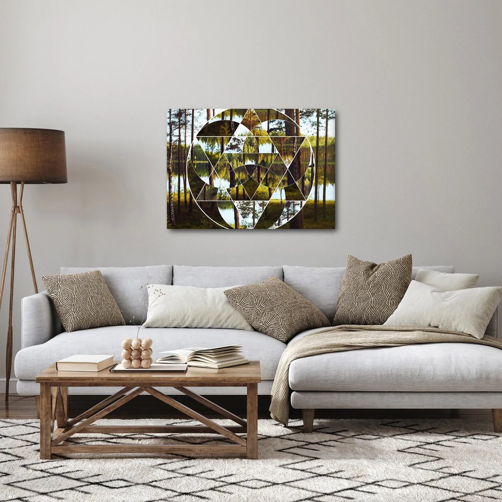 Tablou - Colaj geometric pe fundalul pădurilor nordice (70x50 cm)