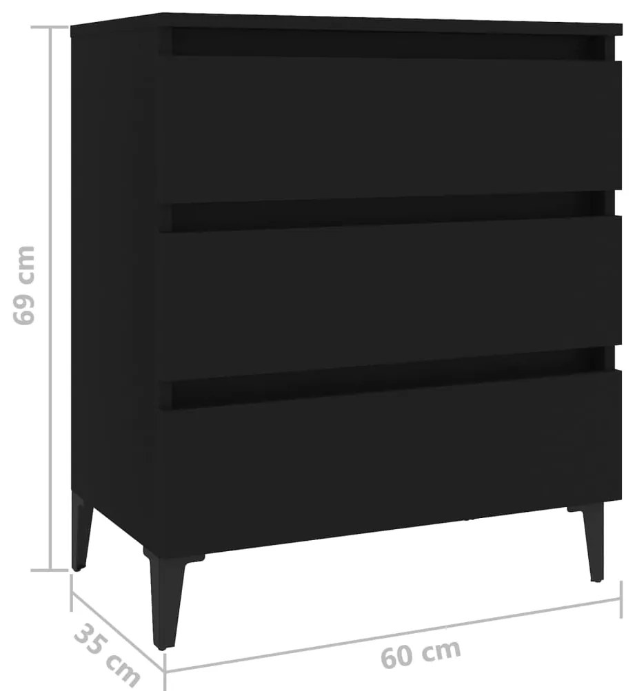 Servanta, negru, 60x35x69 cm, PAL 1, Negru