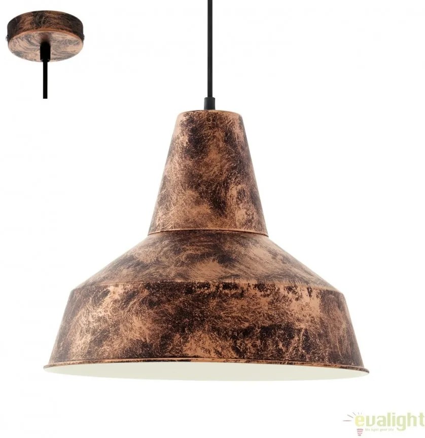 Lustra, Pendul Industrial Style, finisaj cupru-antic, diam.35cm, SOMERTON 49388 EL