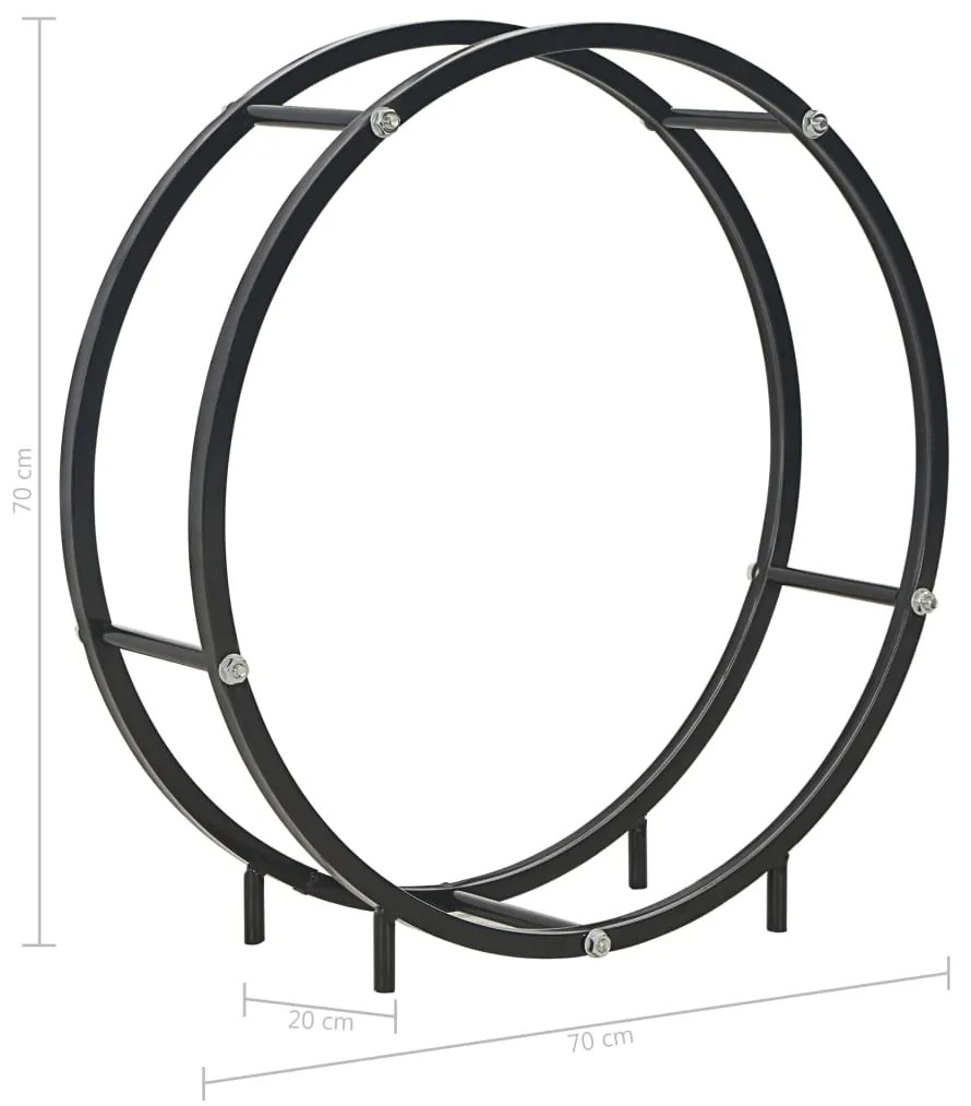Rastel pentru lemne de foc, negru, 70x20x70 cm, otel 70 x 20 x 70 cm