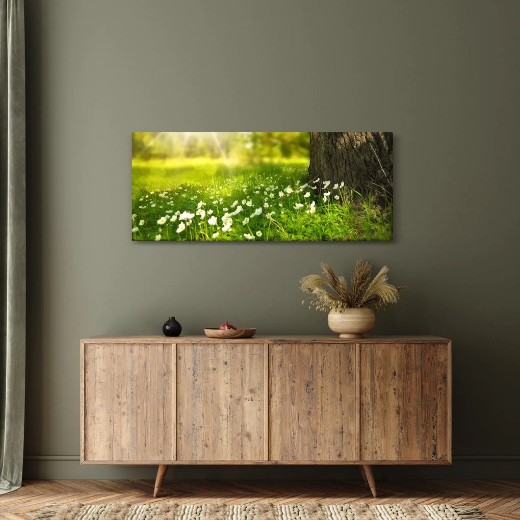 Tablou cu poiana și flori (120x50 cm)