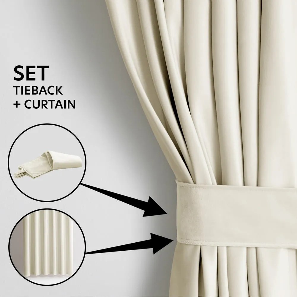 Draperie crem dimout (semi-opacă) din catifea 140x270 cm Eyelets – Restilo