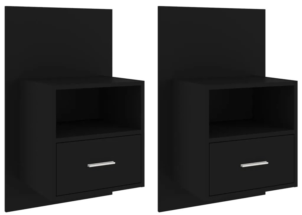 811010 vidaXL Noptiere de perete, 2 buc., negru