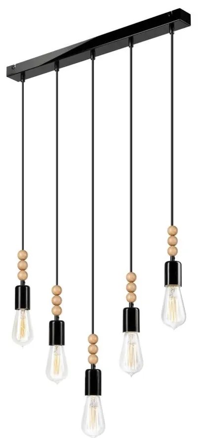 Candelabru pe cablu SIMON 5xE27/60W/230V negru