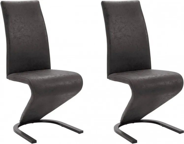 Set de 2 scaune Ziri, microfibra/ metal, negru, 45x61x101 cm