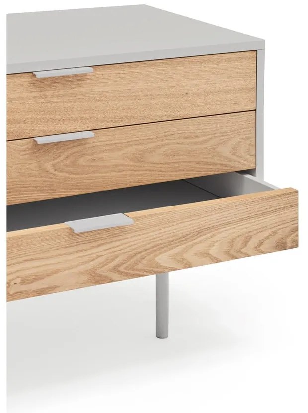 Comodă TV gri/în culoare naturală cu aspect de lemn de stejar 180x52 cm Sierra – Teulat