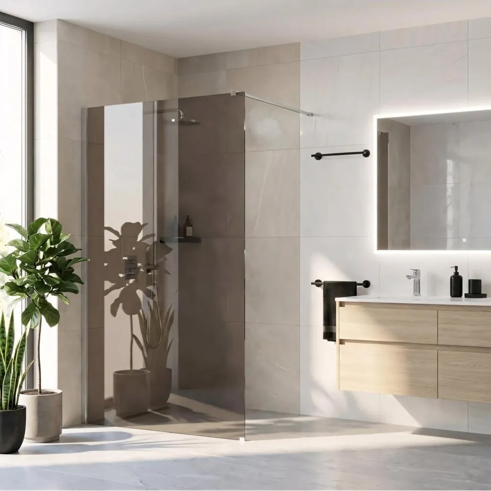 Paravan de dus fumuriu Rea Flexi Brown 140 cm crom