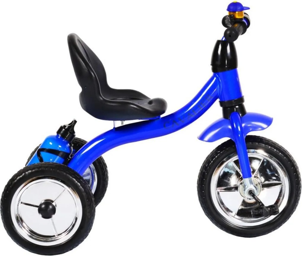 Tricicleta cu pedale NOVOKIDS™ Chavalier ,Cu sonerie si sticla de apa, max 20 kg, Roti din spuma cauciucata EVA, Cadru metalic, Dimensiuni 75X54X46