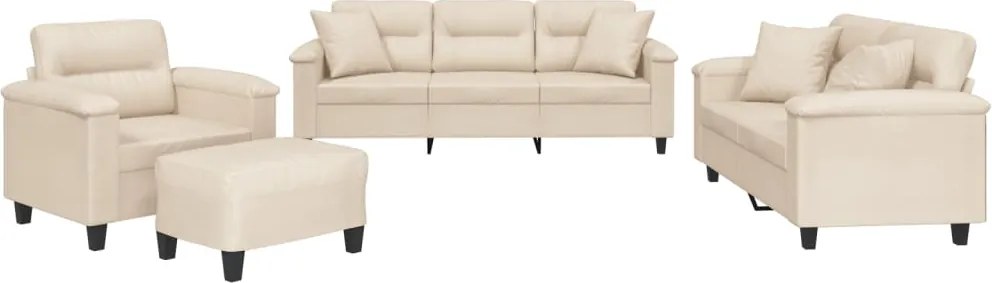 vidaXL Set de canapele cu perne, 4 piese, bej, microfibră