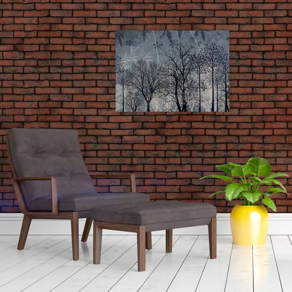 Tablou - Siluetă copac și frunze (70x50 cm)