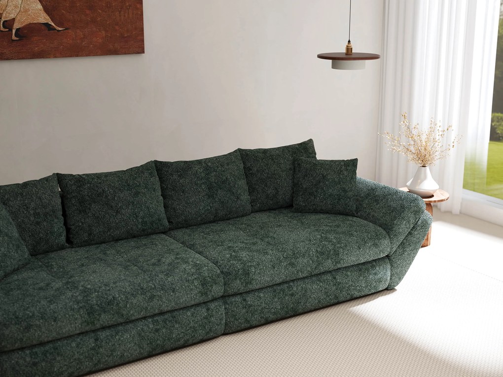 Canapea extensibilă dumonde cu ladă de depozitare si sezut confortabil din spuma high-density, Loana Euphoria Verde 300x100 cm