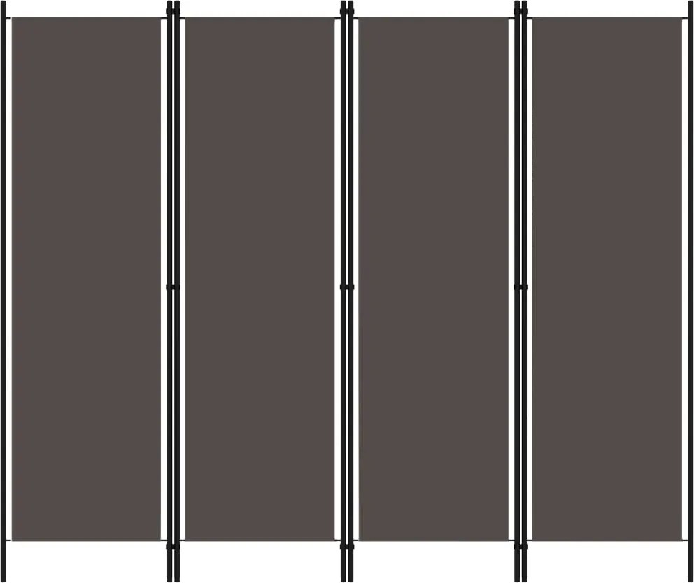 vidaXL Paravan de cameră cu 4 panouri, antracit, 200 x 180 cm
