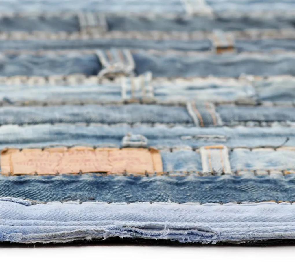 Covor petice jeans 80x150 cm Albastru denim Albastru, 80 x 150 cm