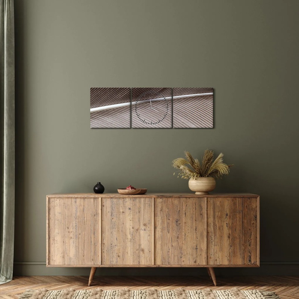 Tablou cu fibre abstacte (cu ceas) (90x30 cm)