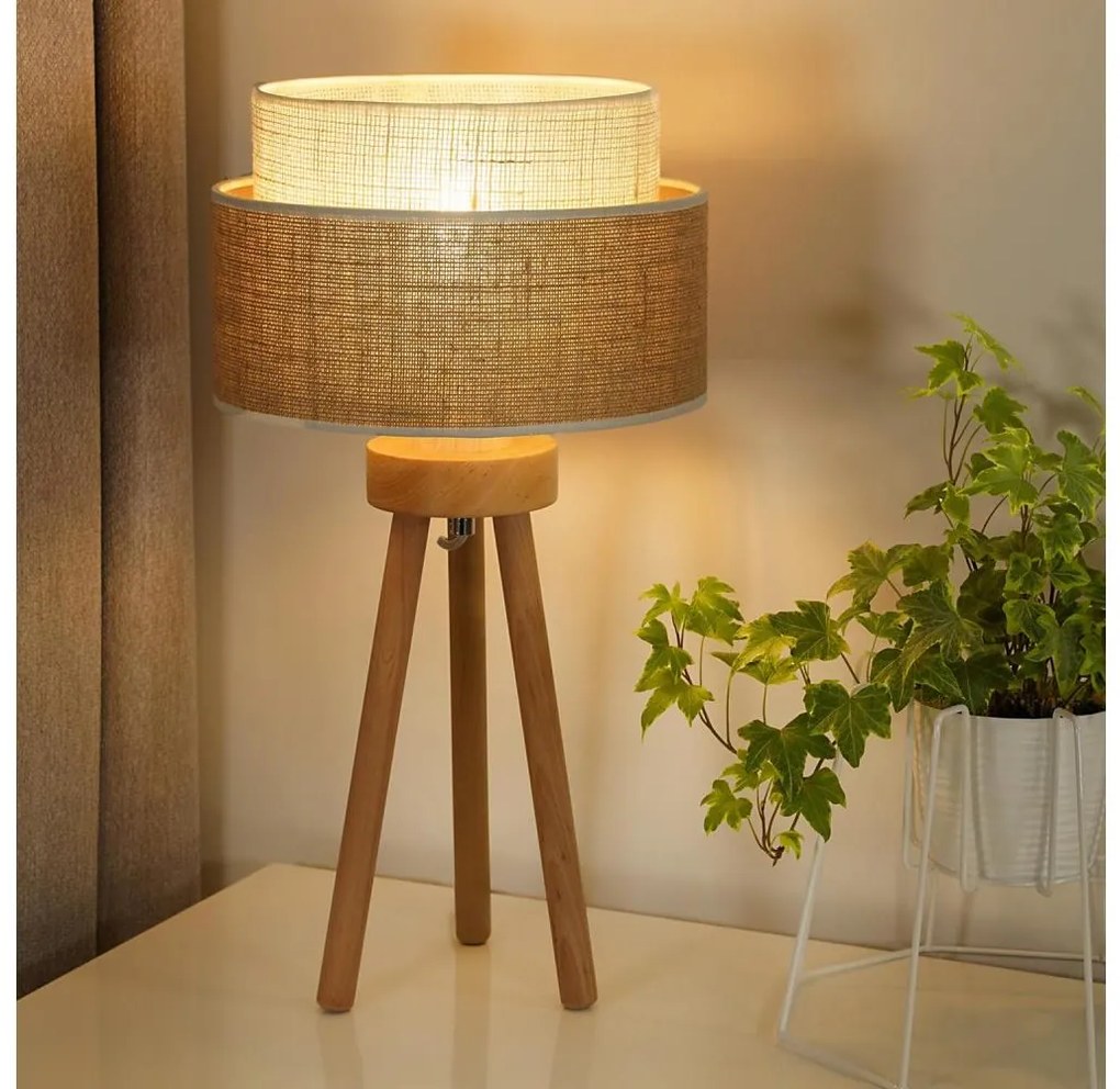 Lampă de masă YUTE Duolla BOHO 1xE27/15W/230V d. 25 cm maro/crem