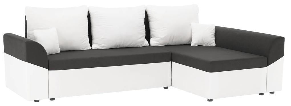 Canapea rabatabilă de colţ, alb / gri, DESNY