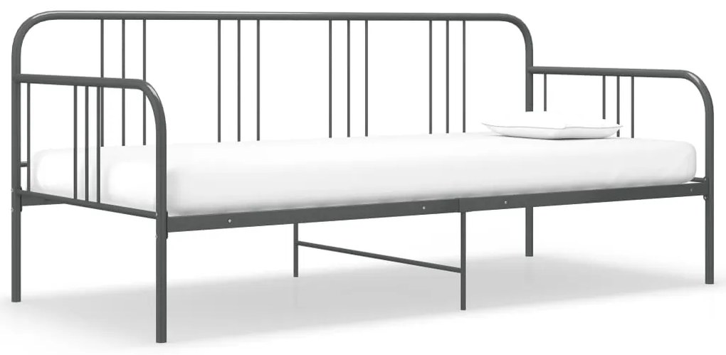 vidaXL Cadru pat canapea, gri, 90 x 200 cm, metal