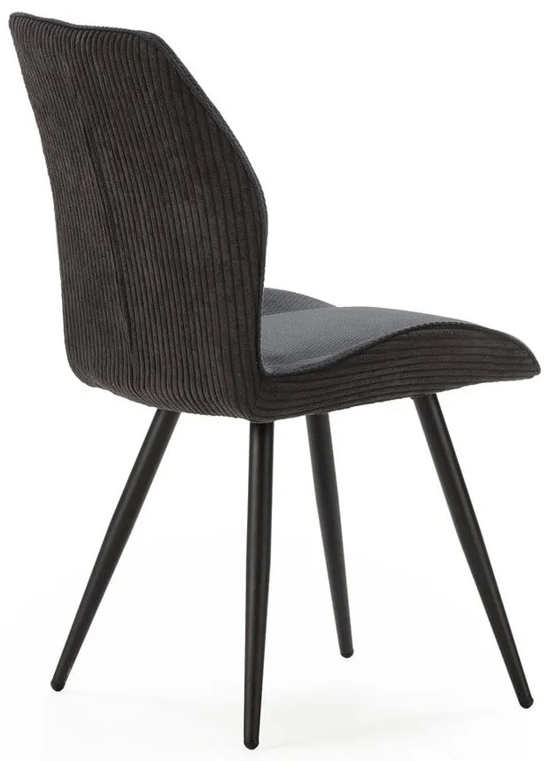 Scaune de dining negre 2 buc. din catifea reiată Adaya – Marckeric