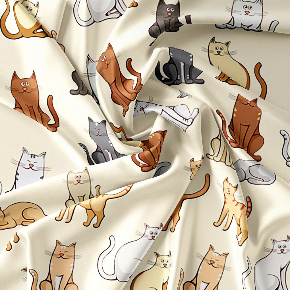 Lenjerie de pat din microfibra crem, COLORED CATS Dimensiune lenjerie de pat: 80 x 80 cm | 135 x 200 cm