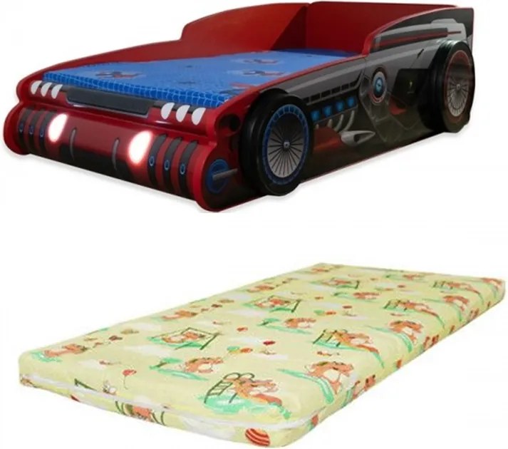 Pat masina Robocar lumini cu saltea