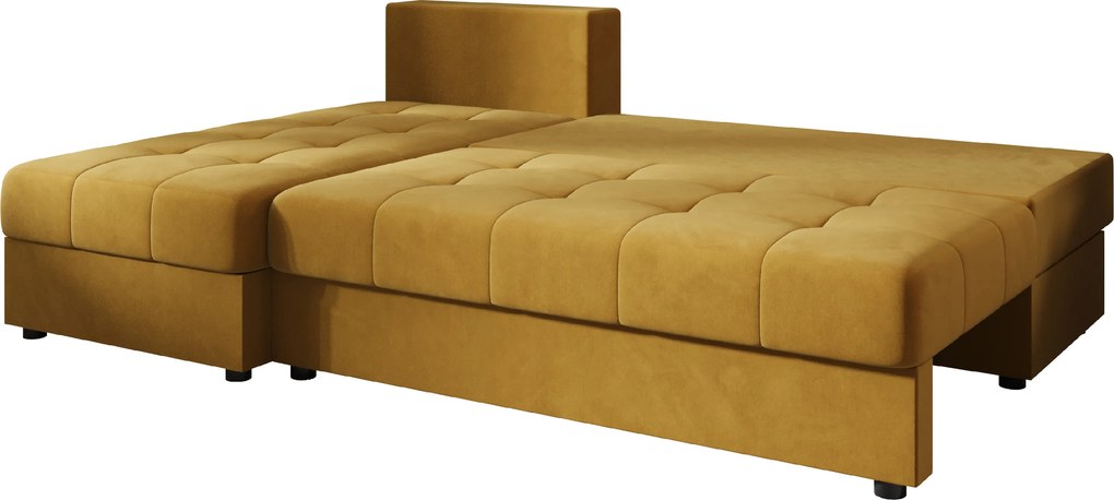 Coltar extensibil de colt VENORIA SLIM, mustar, reversibil, 200x143 cm + 2 perne GRATUIT