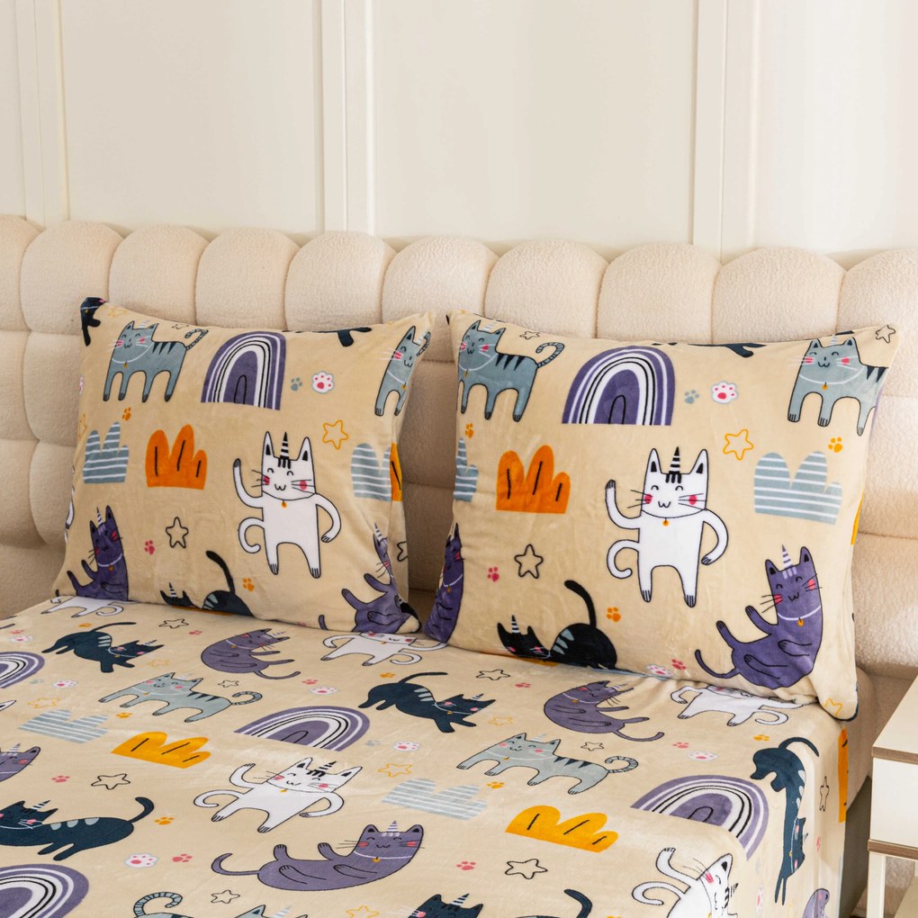 Lenjerie din microplush PURRSLEEP bej Dimensiunile lenjeriei: 70 x 90 cm | 140 x 200 cm