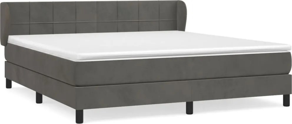 vidaXL Pat box spring cu saltea, gri închis, 160x200 cm, catifea