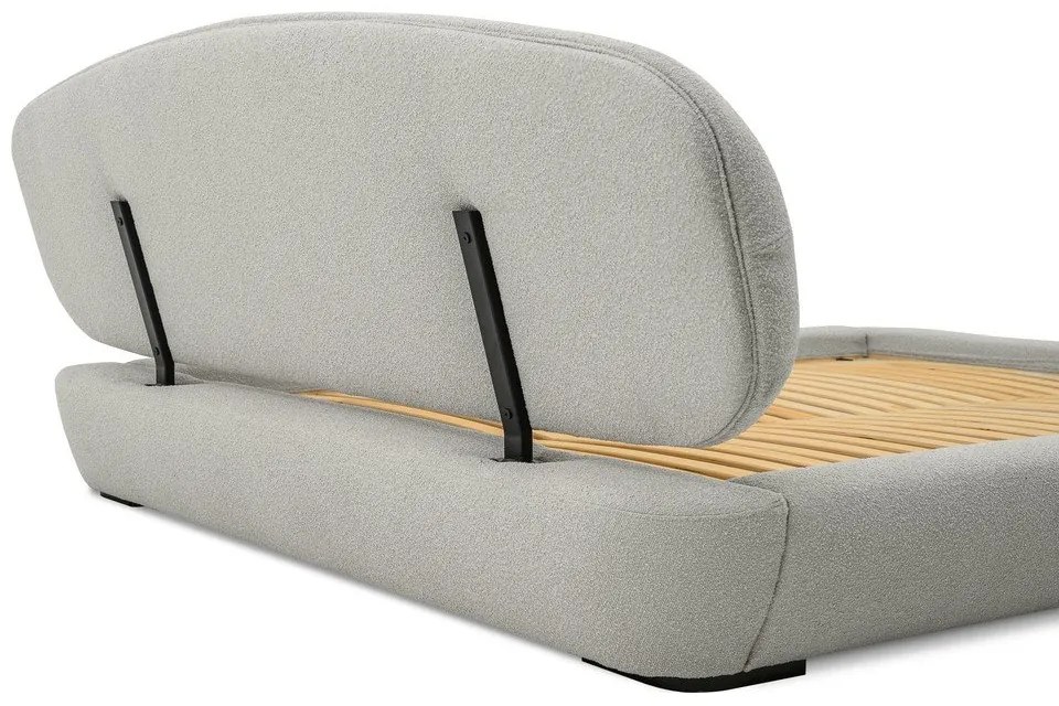 Pat matrimonial gri deschis tapițat cu somieră 160x200 cm Odette – Scandic