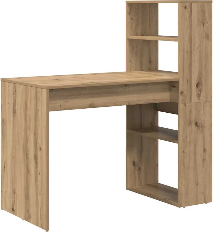 vidaXL Birou cu raft Stejar Artizanal 113 x 54 x 120 cm Lemn compozit