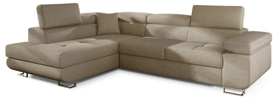 Colțar bej extensibil/cu spațiu de depozitare (cu colț pe partea stângă/în formă de ”L”) Anton – ELTAP