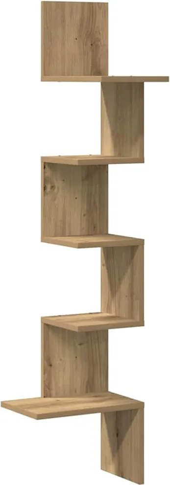 vidaXL Raft perete colț stejar artizanal 32x32x127,5 cm lemn prelucrat