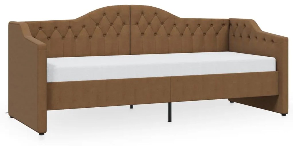 337187 vidaXL Pat de zi cu USB, maro, 90x200 cm, material textil