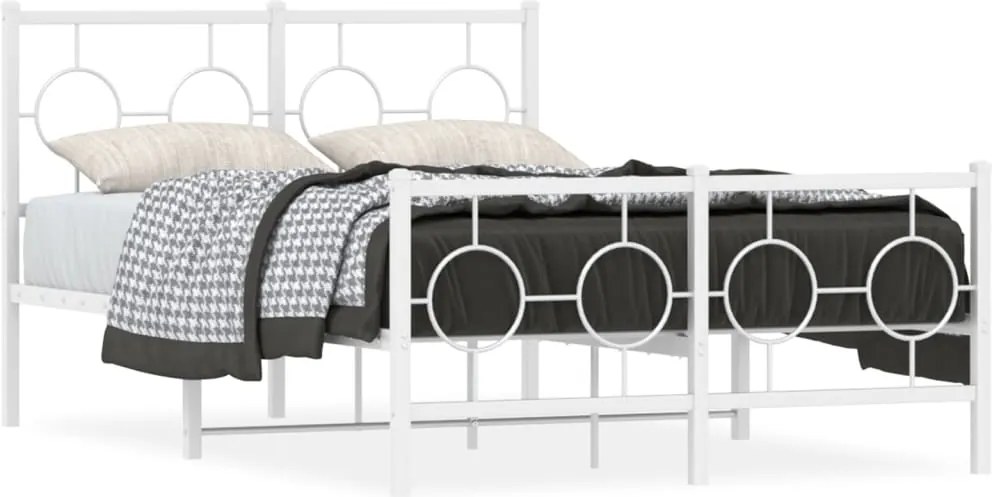 vidaXL Cadru de pat metalic cu tăblie, alb, 120x190 cm