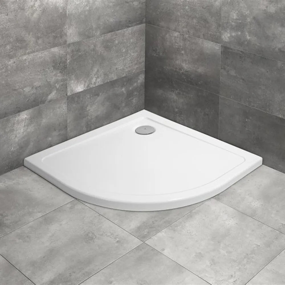 Cadita dus semirotunda Radaway Doros A 80x80 cm acril alb