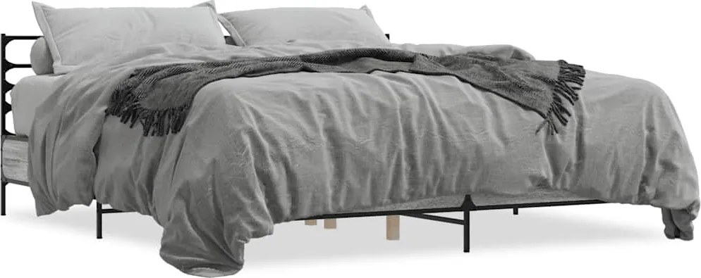 vidaXL Cadru de pat, gri sonoma, 180x200 cm, lemn prelucrat și metal