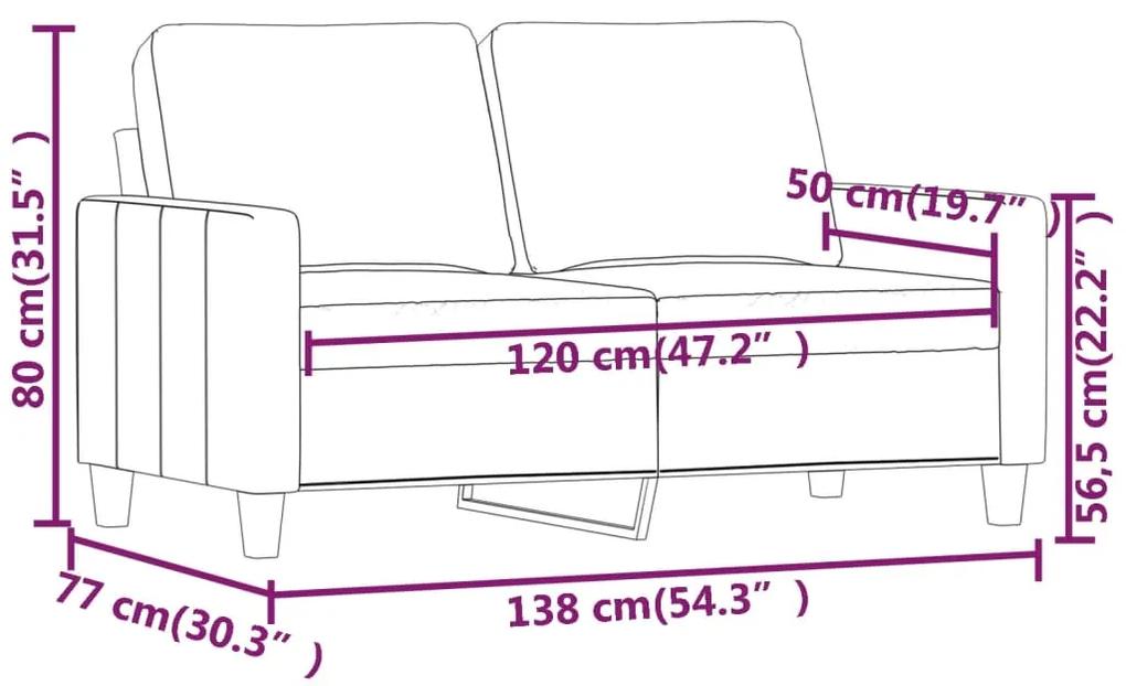 Canapea cu 2 locuri, crem, 120 cm, piele ecologica