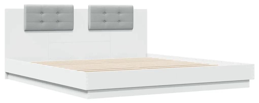 3209905 vidaXL Cadru de pat cu tăblie, alb, 160x200 cm, lemn prelucrat