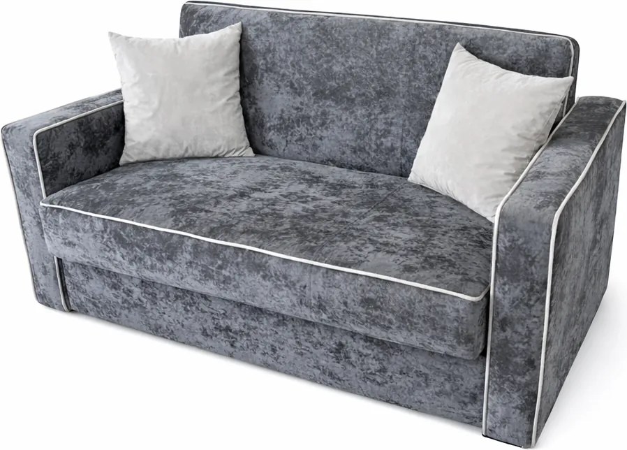 Canapea SAMY NEXT extensibila, 2 locuri, cu lada de depozitare, catifea plusata gri, cadru metalic, 152x100x92 cm Gri, catifea plusata