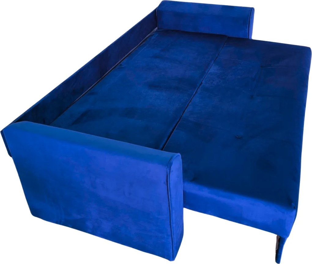 Canapea LILI extensibila, 3 locuri, cu lada de depozitare, culoare albastru regal , 220x95x80 Albastru Regal, Catifea