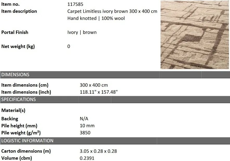 Covor design LUX tesut manual Limitless 300x400cm