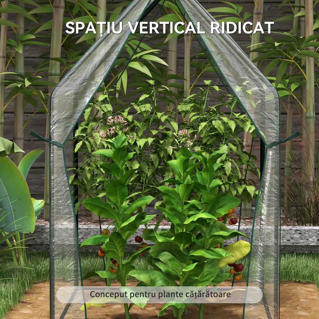 Outsunny Mini Sera Portabila 90x90x145cm cu 2 Usi cu Fermoar Transparent pentru Interior Exterior | Aosom Romania