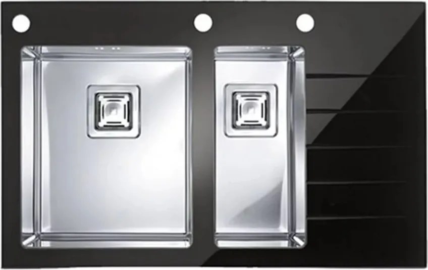 Chiuveta inox Alveus Crystalix 20 inox - negru 86x54 cm stanga