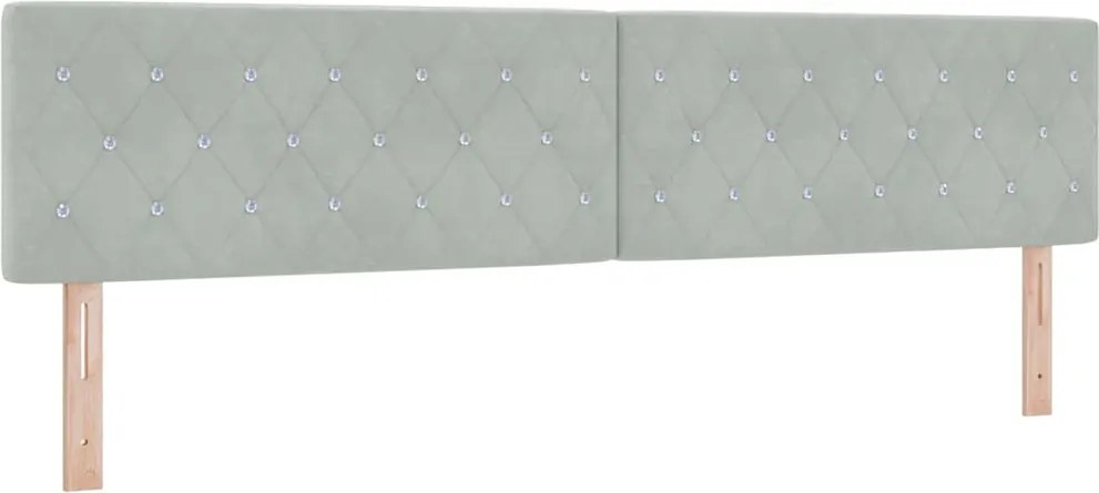 vidaXL Tăblie LED cu benzi LED cu headboard Gri deschis 200 cm Catifea